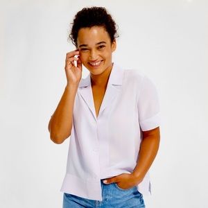 Everlane Lavender Silk Notch Top